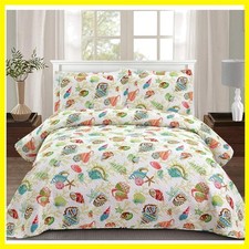 Quilt Set King Size Beach Bedding King Bedspread Coverlet Coastal Ocean Quilt...