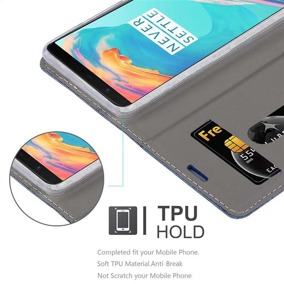 Custodia per OnePlus 5T Portafoglio Protettiva Magnetica Case Cover - Immagine 3 di 4