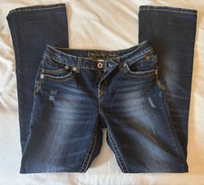Justice Girls Simply Low Dark Wash Bootcut Jeans with Embroidered Flap Pockets