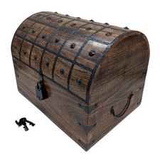 Handmade Pirate Treasure Chest - Wooden Storage Box with Iron Lock  Skeleton...
