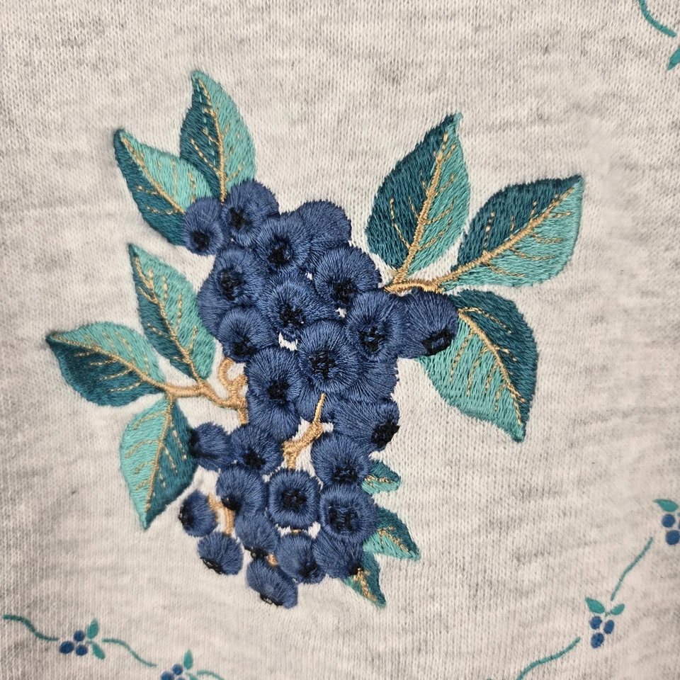 Sudadera Pullover Morning Sun Mujer Vintage Bordada Arándano Talla M EE. UU. Foto 2 de 4