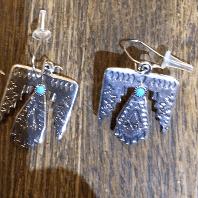 NEW! Faux Silver and Turquoise Eagle  Earrings