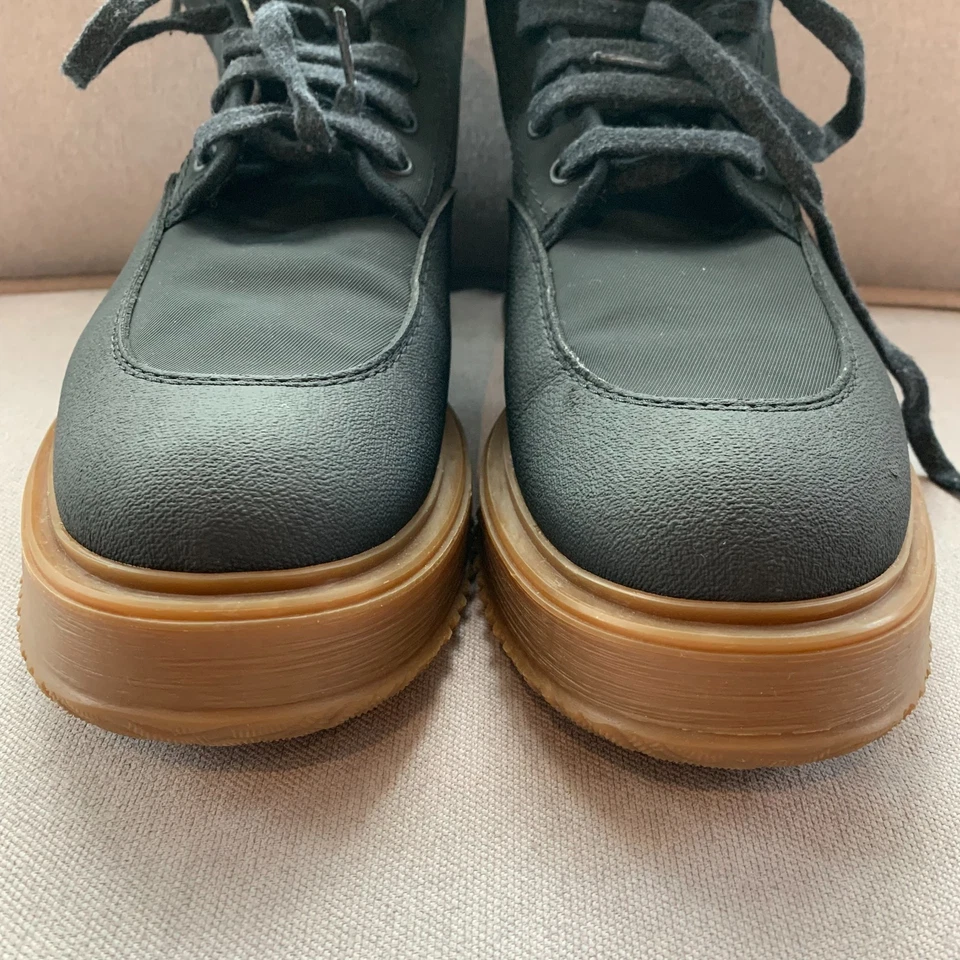 Hogan Mens Winter Boot Size 10 Black Lace Up Textile Rubber Suede Made In Italy - Image 3 of 4