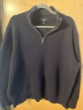J Crew Mens Waffle Knit Quarter 1/4 Zip Sweater - XL - Navy Blue - 3 Seasons