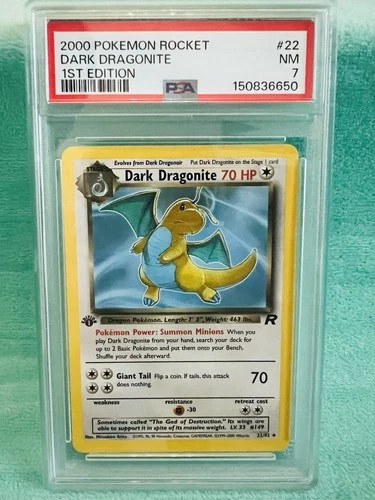 DARK DRAGONITE 2000 Pokemon Team Rocket 1st Edition #22 - PSA 7