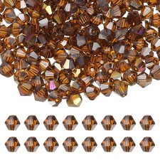 4mm Bicone Crystal Beads, 400 Pcs Glass Faceted Spacer Bead, Amber