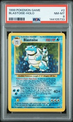 1999 POKEMON GAME BASE SET #2 BLASTOISE-HOLO PSA 8