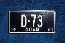 1961 Guam DEALER License Plate - Pacific Island