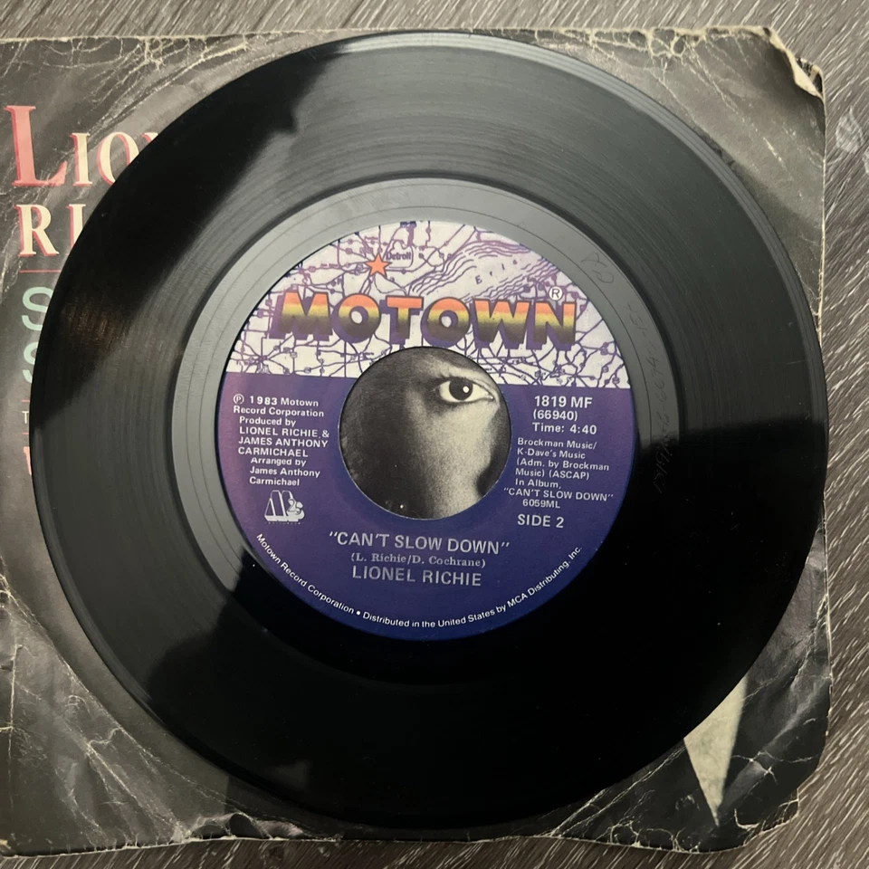 LIONEL RICHIE SAY YOU, SAY ME & CAN'T SLOW DOWN VINYL 45 MOTOWN VG 10-88 Foto 3 de 4