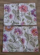 Flower Floral Linen Placemats Set 2 13x18