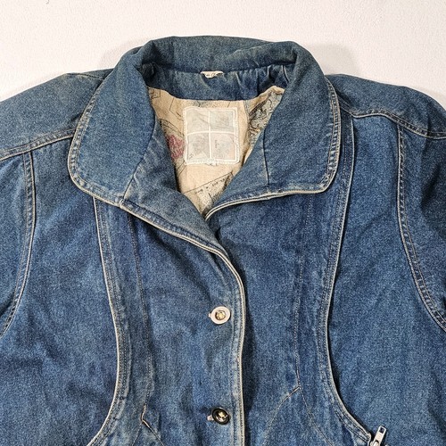 Blouson bomber vintage années 80 Gitano denim grande taille élastique bleue en l'état vieilli - Photo 3/16