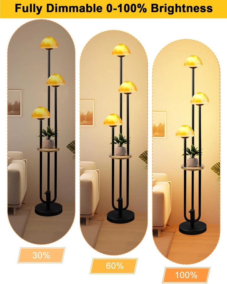 Lámpara de pie regulable negra con mesa, lámparas de pie modernas para salón, 300... Foto 2 de 4