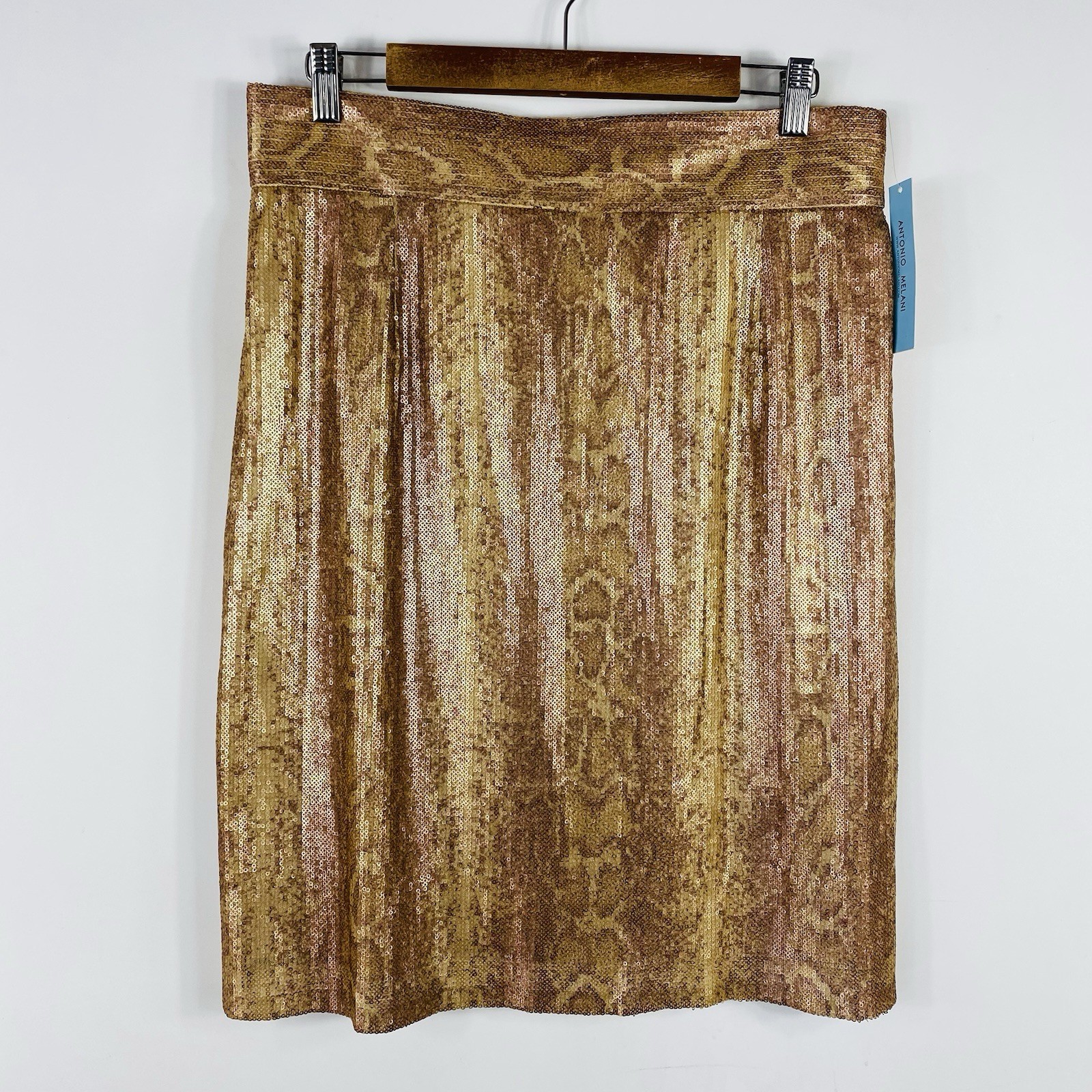 Skirt 12 Gold Reptile Print Sequin Straight
