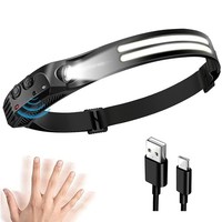 Stirnlampe Led Wiederaufladbar 2 Cob Led 1000 Lumen Erreichen Sensor Stirnlampe