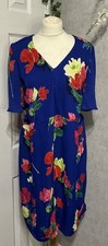 Phase Eight Floral Dress V Neck Fit & Flare Short Sleeve Size UK 12 , B34