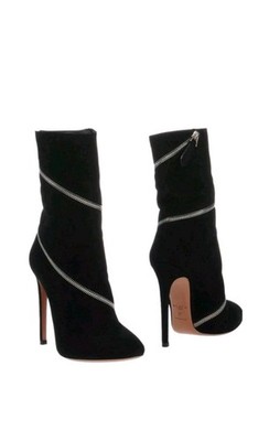 Alaia Spiral Zip Around Ankle Boots Black Suede High Heel Size 41 