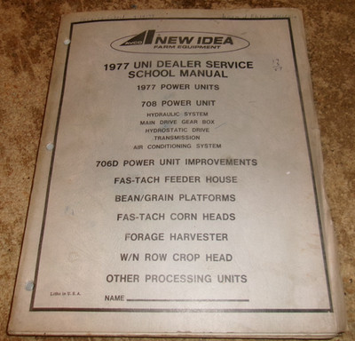 1977 new idea uni dealer service school manual in good shape used