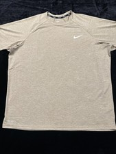 Nike DRI-FIT Swim Hydroguard XL/Heather Khaki/Tan Short Sleeve Shirt  #NESSA589-