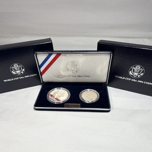 Proof Silver Dollar & Clad Half Dollar US Mint World Cup silver proof coin