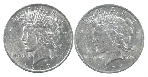 1922 & 1924 & Peace Silver Dollar $1 Bullion Collection Lot *910