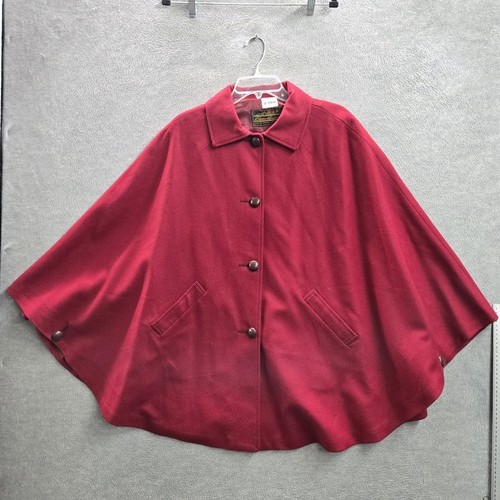 Eddie Bauer, VINTAGE Eddie Bauer x CC Filson Women Jacket OS Red Wool Cape Blazer Poncho 90s