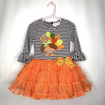 Emily Rose Turkey Tutu Dress Thanksgiving Striped Toddler | Girl Size 2T