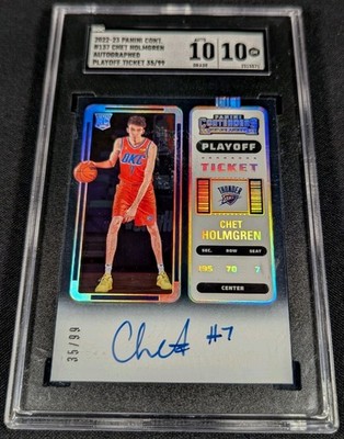 SGC 10/10 1/1 RC AUTO /99 CHET HOLMGREN PLAYOFF TICKET ROOKIE 2022-23 Contenders