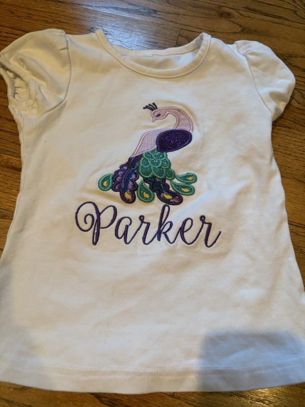 Girls “Parker” Peacock Shirt 5T. Embroidered