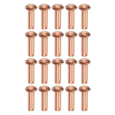 150 Pcs Copper Solid Rivets, 0.16"x0.47" Half Round Head Rivet Metal Fasteners