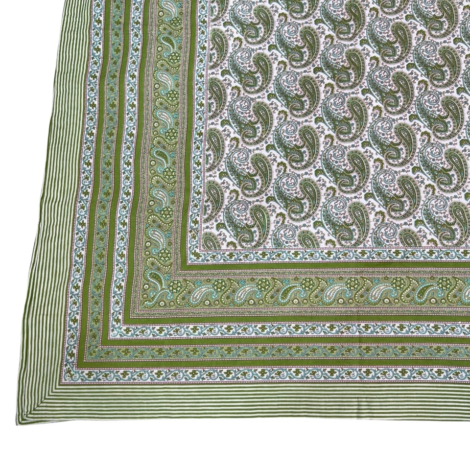 Williams Sonoma Marketplace Green Paisley Floral Rectangular Tablecloth 70"x90" - Image 4 of 4