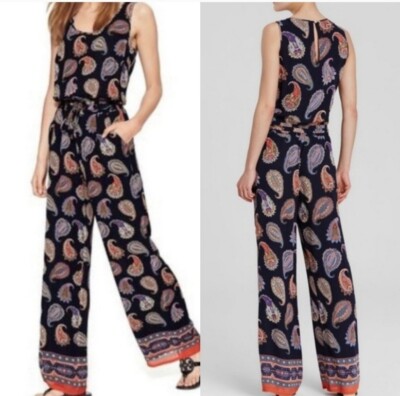 Tory Burch Sleeveless Paisley Silk Jumpsuit Size Small