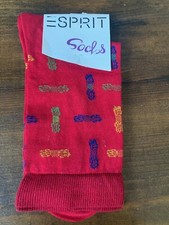 Vintage 1980s Esprit Socks Red Pattern NWT RARE