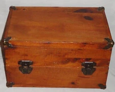 Antique Wooden Steamer Trunk Salesman Sample Metal Corners/Latch Doll Box 
