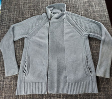 Guess Womens Gray Cotton Knit Full Zip Sweater Size Large Casual