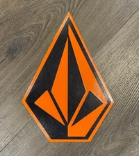 Volcom Stone Sticker XXL 10" Blk Org Team Surf Skate Snowboard Car Bumper Decals