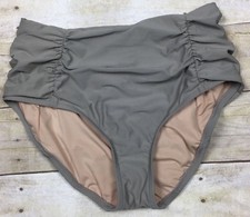 NWT J. CREW PINUP BIKINI BRIEF b5810 RUCHED SWIM BOTTOMS EARTH TAUPE SAND KHAKI