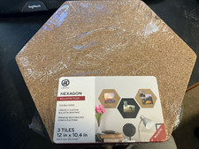 3 Pack Hexagon Cork Board Tiles with Pins, Self-Adhesive Bulletin Boards, New