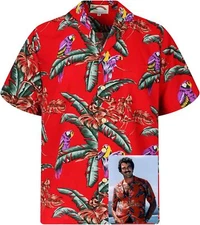 Paradise Found Mens Jungle Bird Tom Selleck Magnum PI Rayon Shirt X-Large, Red 