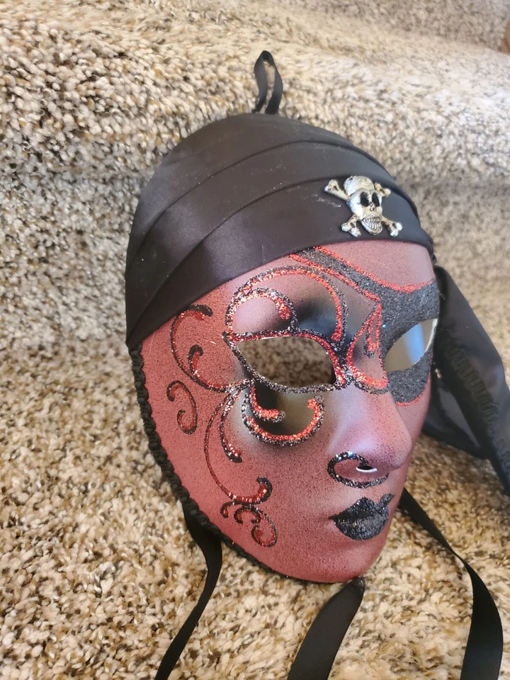 Original Venezia Hand Painted Italy Masquerade Halloween Role Play Pirate Mask - Image 3 of 4
