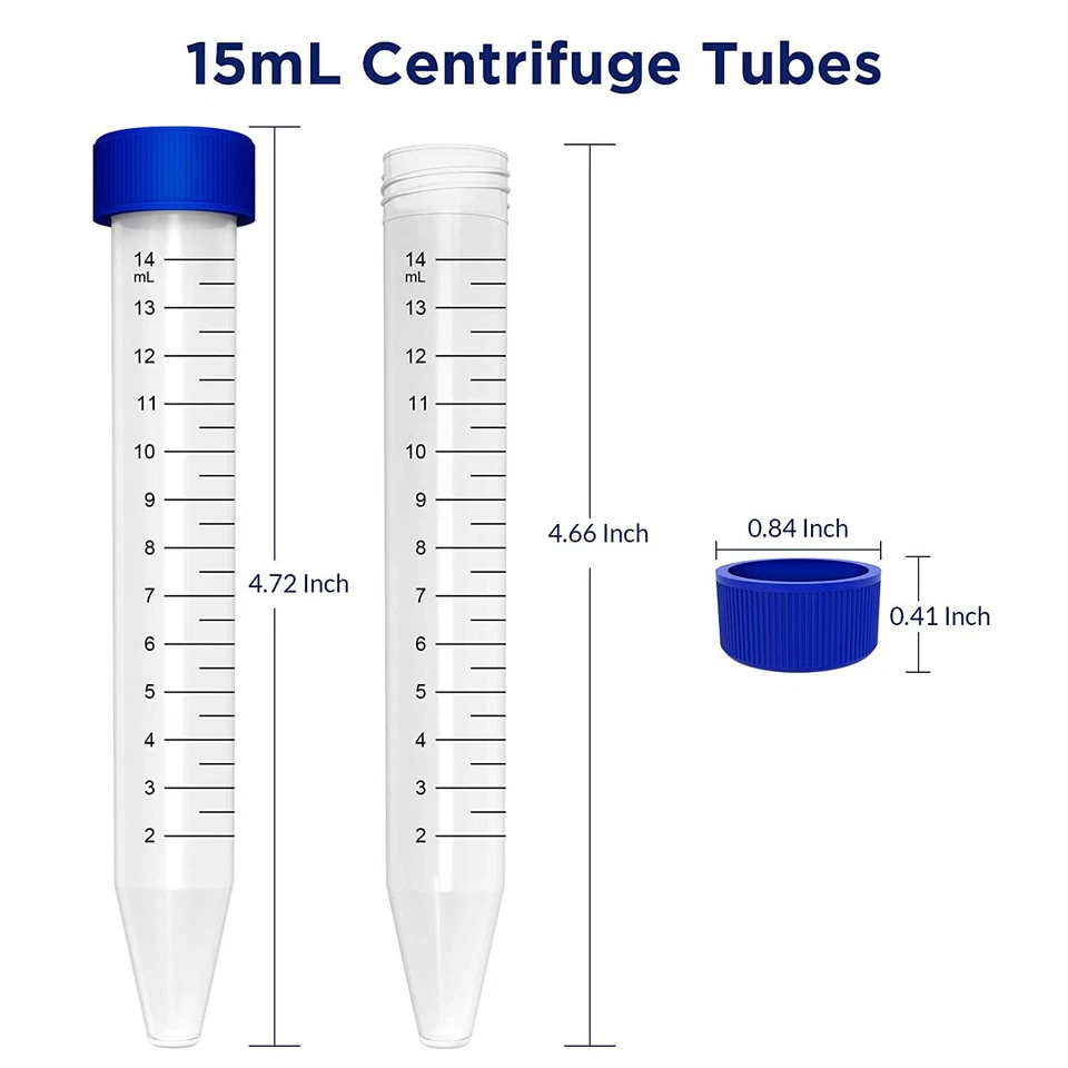 Tubos de centrífuga cônica de 15 ml esterilizados, tubos de falcão, recipiente de amostra de tubo de ensaio - Imagem 4 de 4