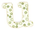 letter u flower fabric applique iron on green not embroidered 2.5 inch Usa