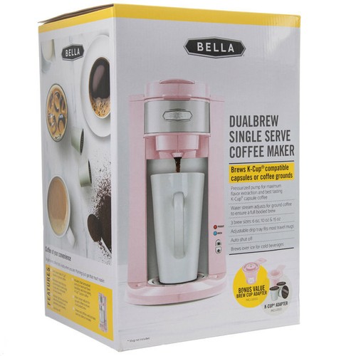BELLA PINK DUALBREW COFFEE MAKER K-CUPS 
