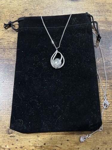 Swarovski Megan AB Moonlight Rhodium Plated Necklace Pendant - Free Pouch £20+