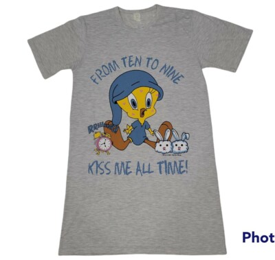 Vtg 2001 Looney Tunes Warner Bros Tweety Bird Pajama T-shirt Top Sleep Shirt S