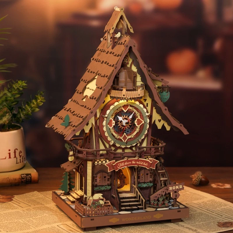 ROKR Orologio a Cucù Fai da Te Meccanico 3D Legno Puzzle Regalo Unico - Immagine 3 di 4