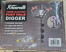 NEW Xtremepower US 1500W Electric Post Hole Digger Auger With 6" Auger Bit
