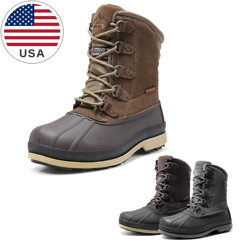 Men's Insulated Waterproof Work Winter Snow Boots Comfortable Outdoor Boots