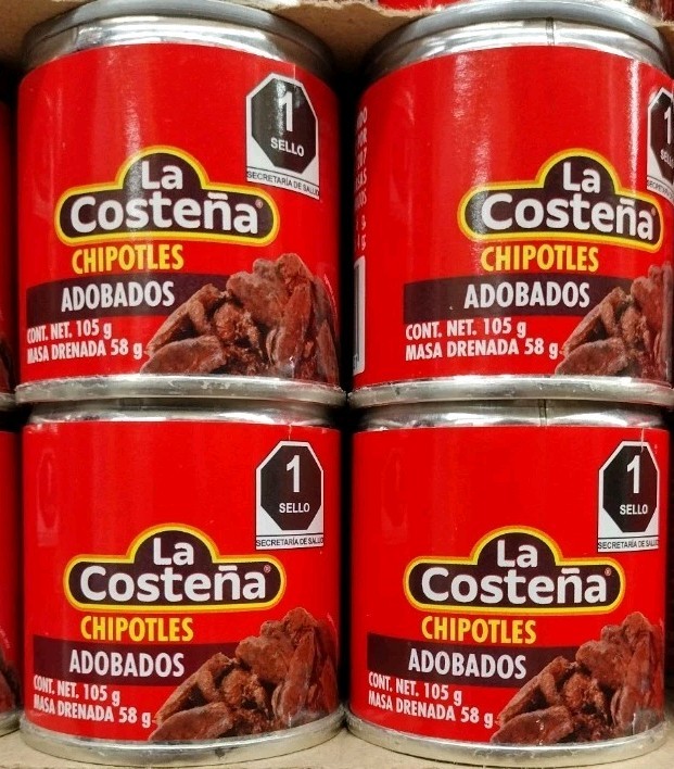 4X LA COSTENA CHIPOTLE EN ADOBADO (CHIPOTLES ADOBADOS) - 4 LATAS DE 105g CADA UNA