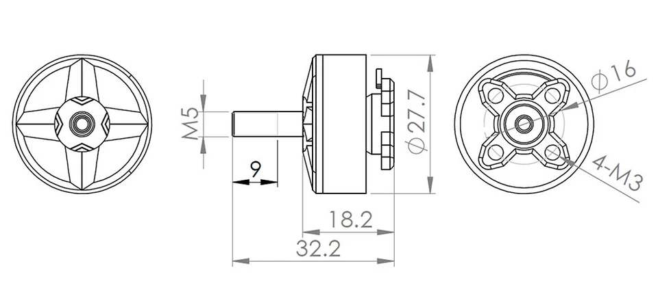 Motor sin escobillas DYS Wei 2207 RC 1750KV 2300KV 2600KV 3-6S para dron de carreras FPV Foto 4 de 4
