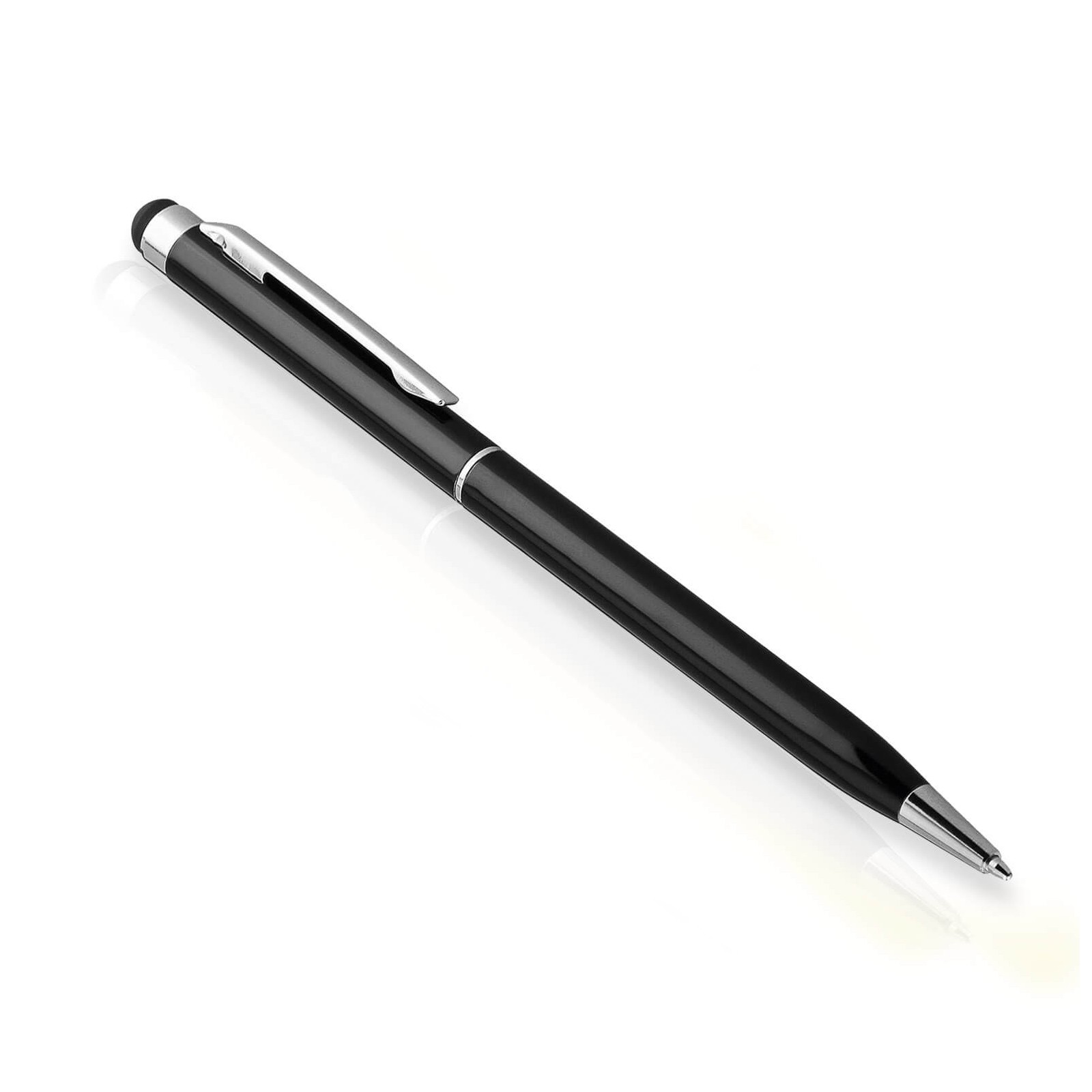 Stylo à bille métallique noir au design minimaliste et précis
